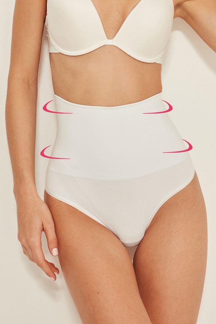 Утягивающие трусы высокие бесшовные белые с утяжкой живота Emay 2039 L/XL
