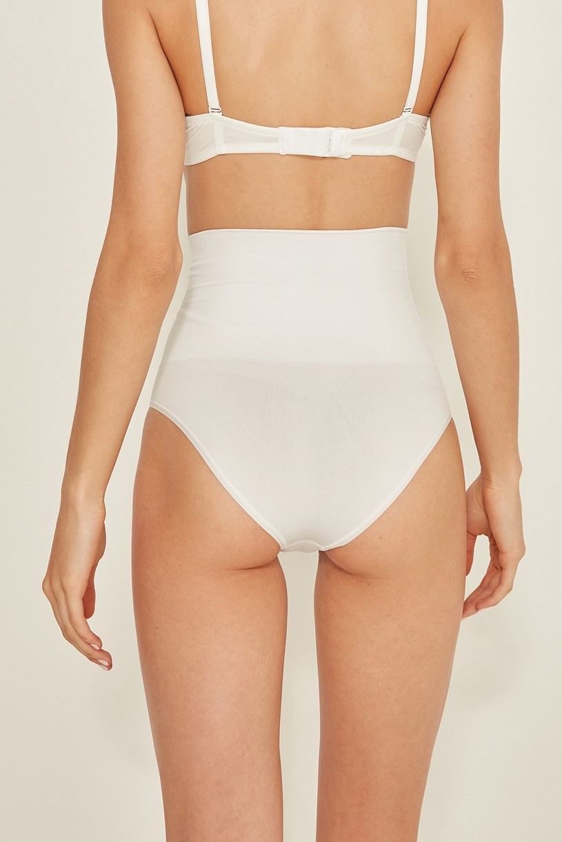 Утягивающие трусы высокие бесшовные белые с утяжкой живота Emay 2039 L/XL