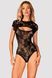 Боді жіноче чорне Obsessive Peonesia S/M
