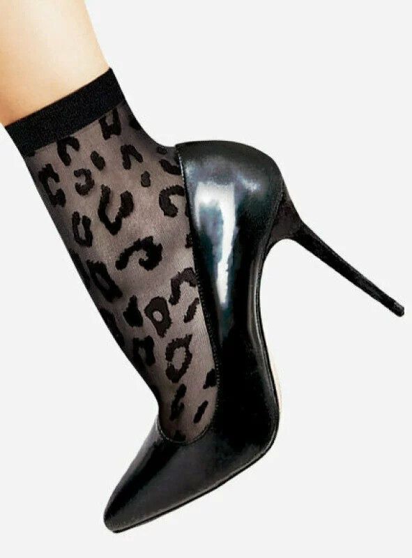 Шкарпетки чорні леопардові Lores Leopardo 20-40 den
