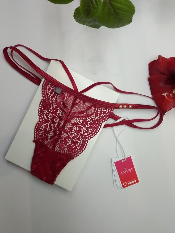 Стринги бордові Obsessive Ivetta S/M