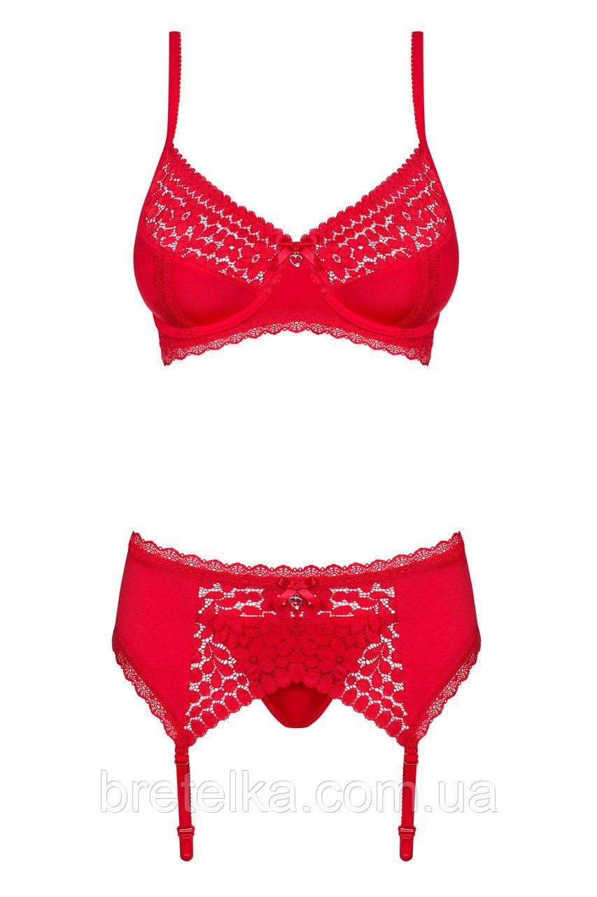 Женское белье комплект большого размера красный XXL (50-52) Obsessive Jolierose Польша