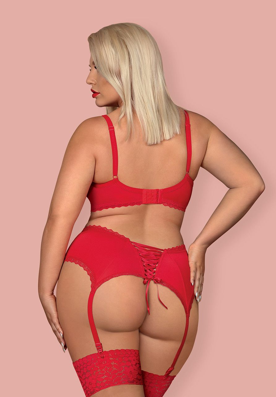 Жіноча білизна комплект великого розміру червоний Obsessive Jolierose Польща XXL