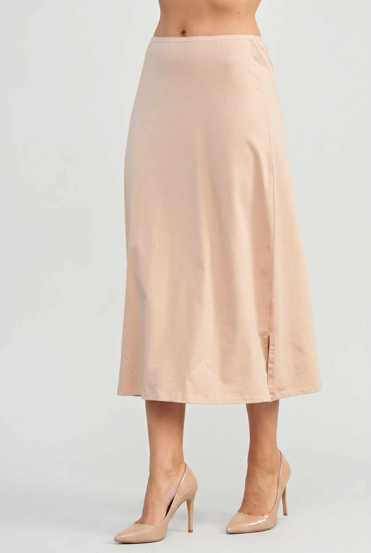 Нижняя юбка подъюбник макси из модального хлопка бежевый Emay 1439 L/XL