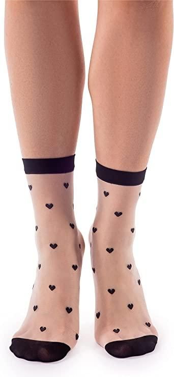 Шкарпетки прозорі із сердечками Lores Cuori 20den