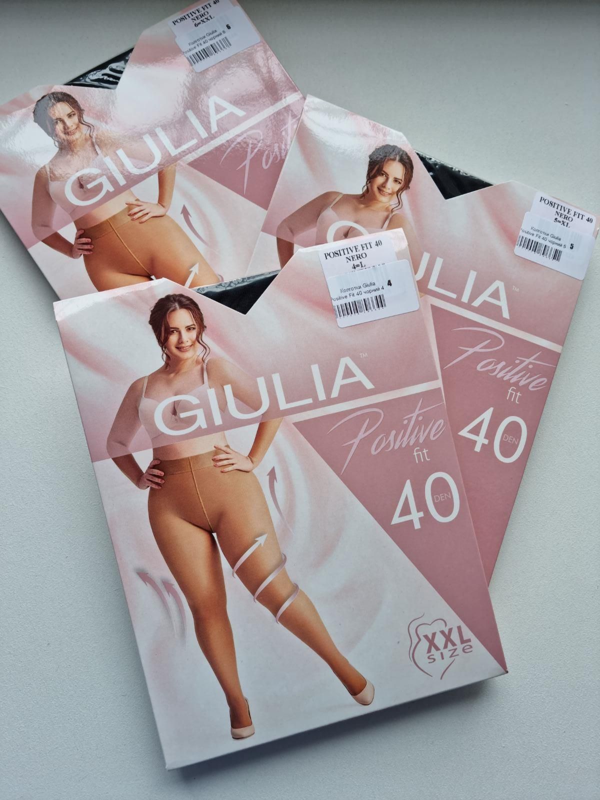 Колготки большого размера 40 den Giulia POSITIVE FIT черные 6/XXL