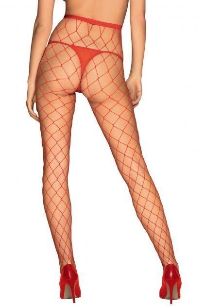 Колготки крупная сетка Obsessive S812 красные S/M/L