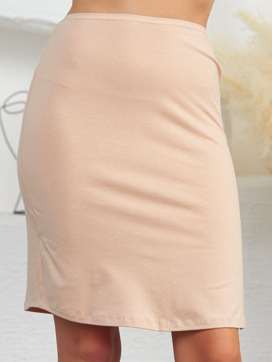 Нижняя юбка подъюбник миди из хлопка бежевый Emay 1438 L/XL