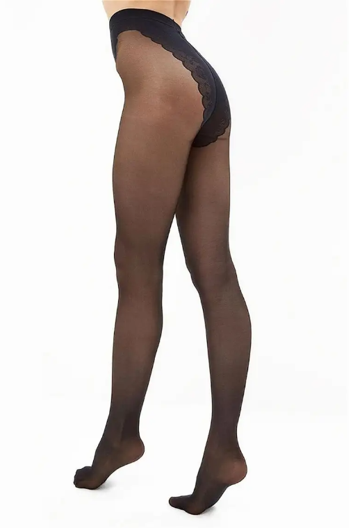 Женские колготки с кружевными трусиками 20 den Lores Chantal Bikini черные 4