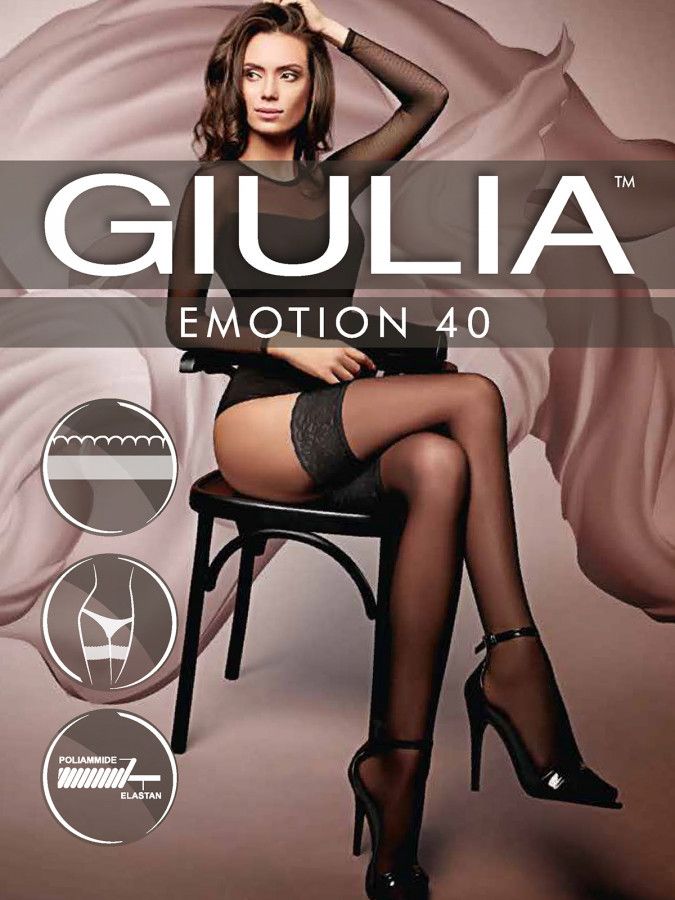 Чулки на силиконе 40 den Giulia Emotion черные 3/4