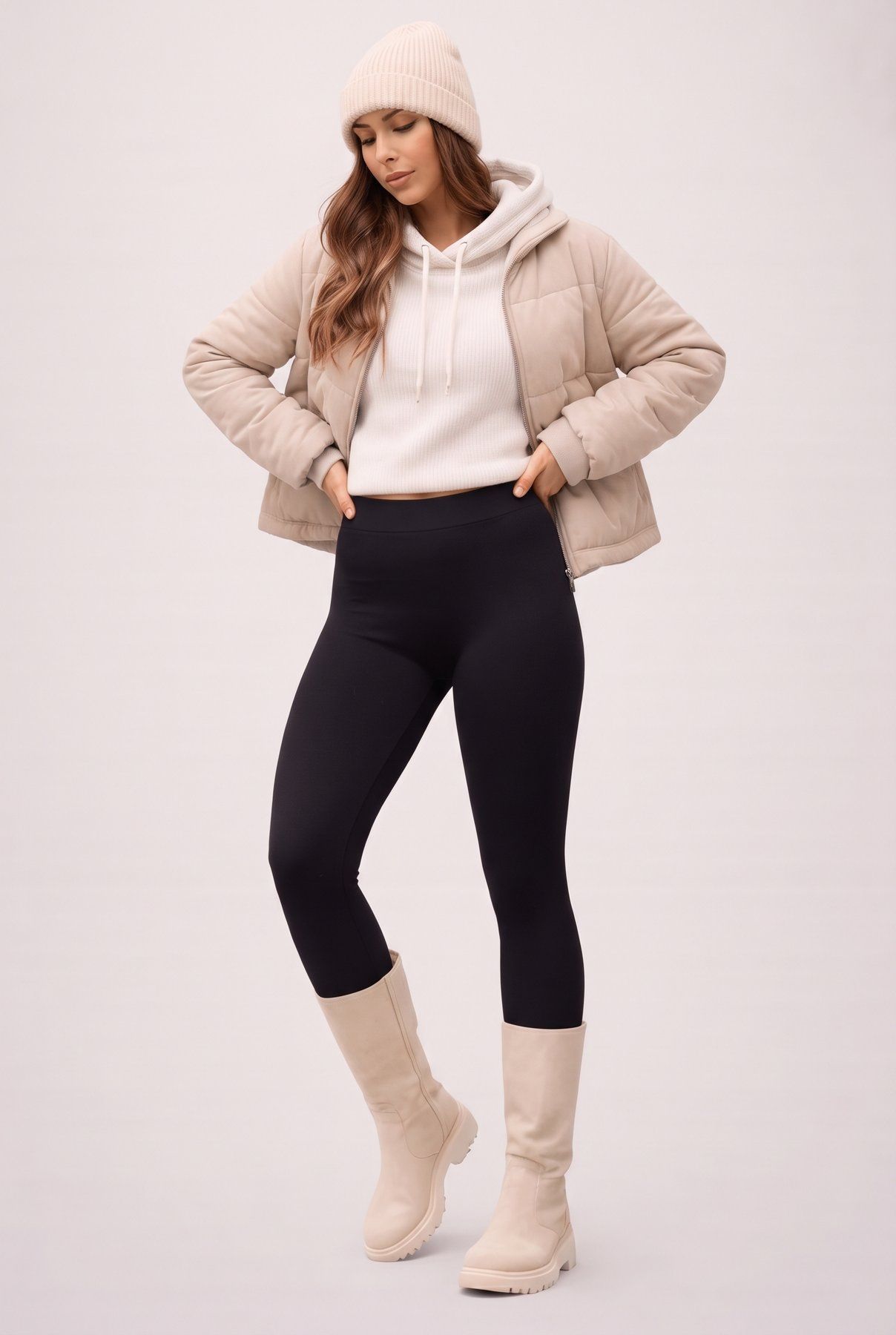 Термолеггинсы бесшовные с кашемиром Lores Cashmere 180 den черные