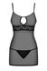 Облегающая прозрачная ночная сорочка черная стринги в комплекте Obsessive 812 S/M