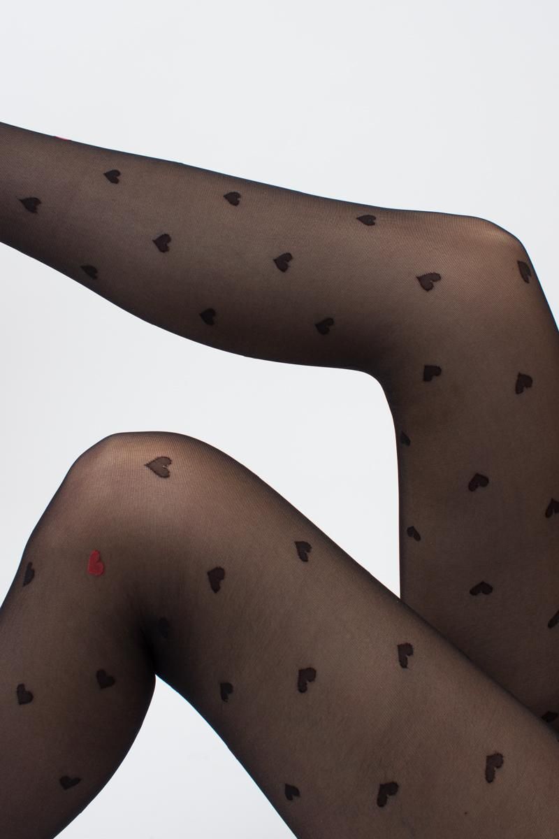 Чулки с поясом Giulia Intimo Fashion 20 den колготки с сердечками черные 3