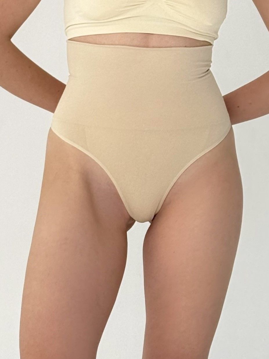 Утягивающие стринги высокие бежевые с утяжкой живота Emay 2020 L/XL