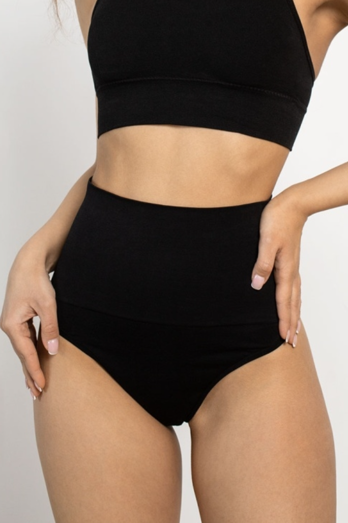 Утягивающие стринги высокие черные с утяжкой живота Emay 2020 L/XL