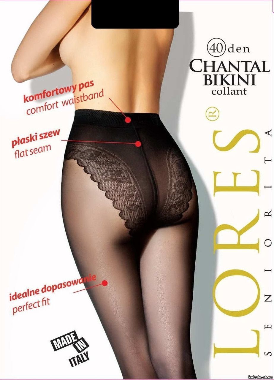 Женские колготки с кружевными трусиками 40 den Lores Chantal Bikini черные 3