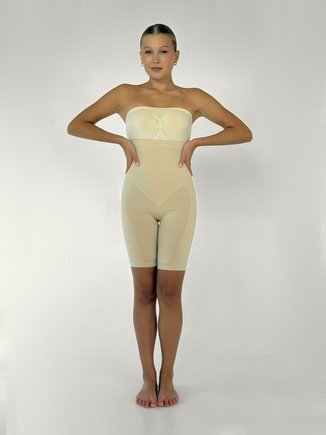 Стягуючі шорти високі бежеві Emay 2006 XL/XXL