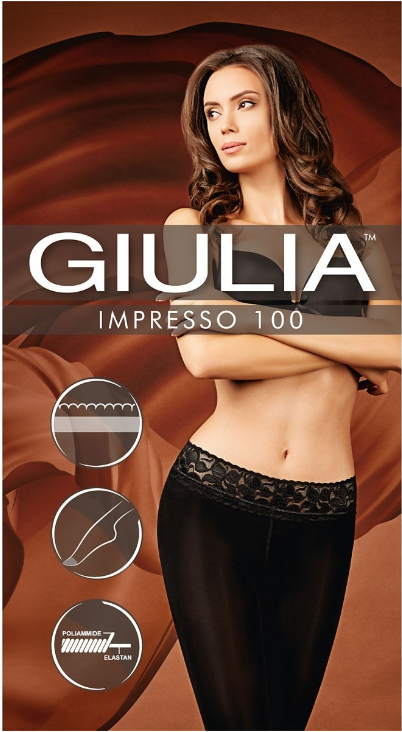 Колготки теплі з силіконовим поясом 100 den Giulia Impresso чорні 3