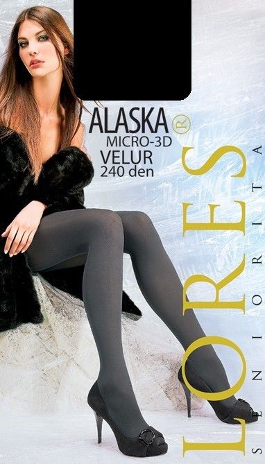 Колготки теплі з мікрофібри 240 den Lores Alaska Velour чорні 3/4