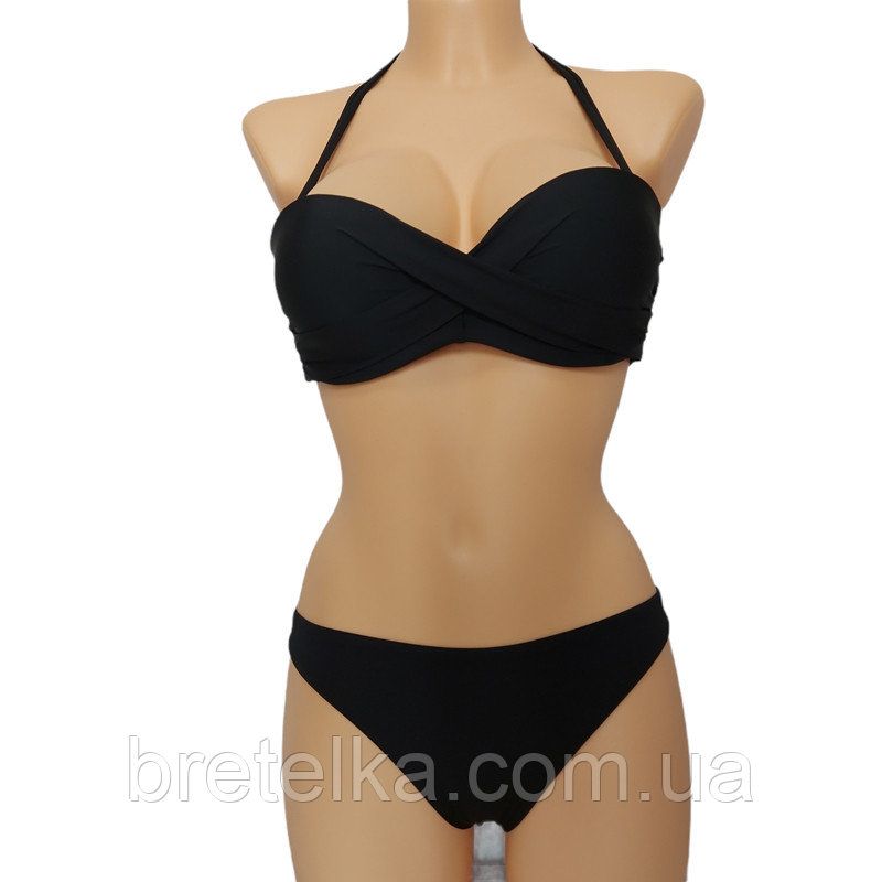 Модный стильный женский купальник сезон 2021 бандо черный Atlantic Beach 32189