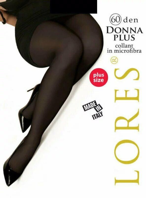 Женские колготки большого размера из микрофибры 60 den Lores Donna Plus черные 6/XXL