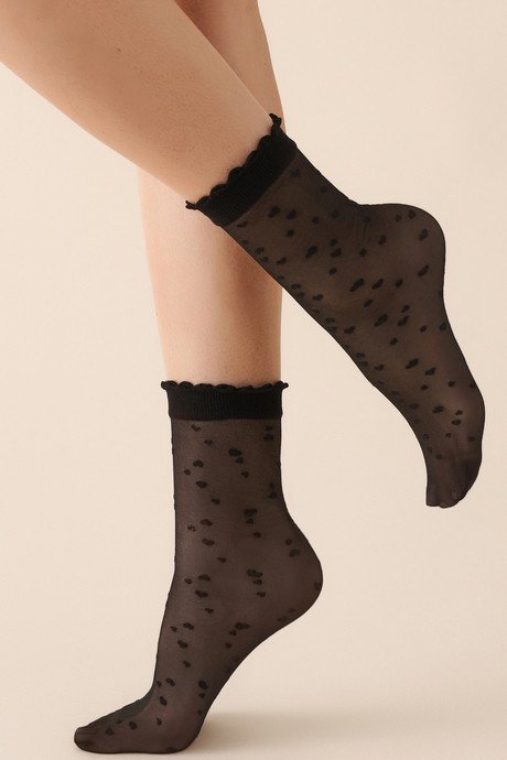 Шкарпетки жіночі капронові 20 den з сердечками Gabriella Lovie чорні