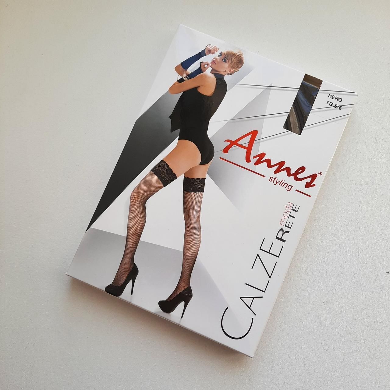 Панчохи великого розміру сітка на силіконі Annes Rete Moda&nbsp;білі 5/6