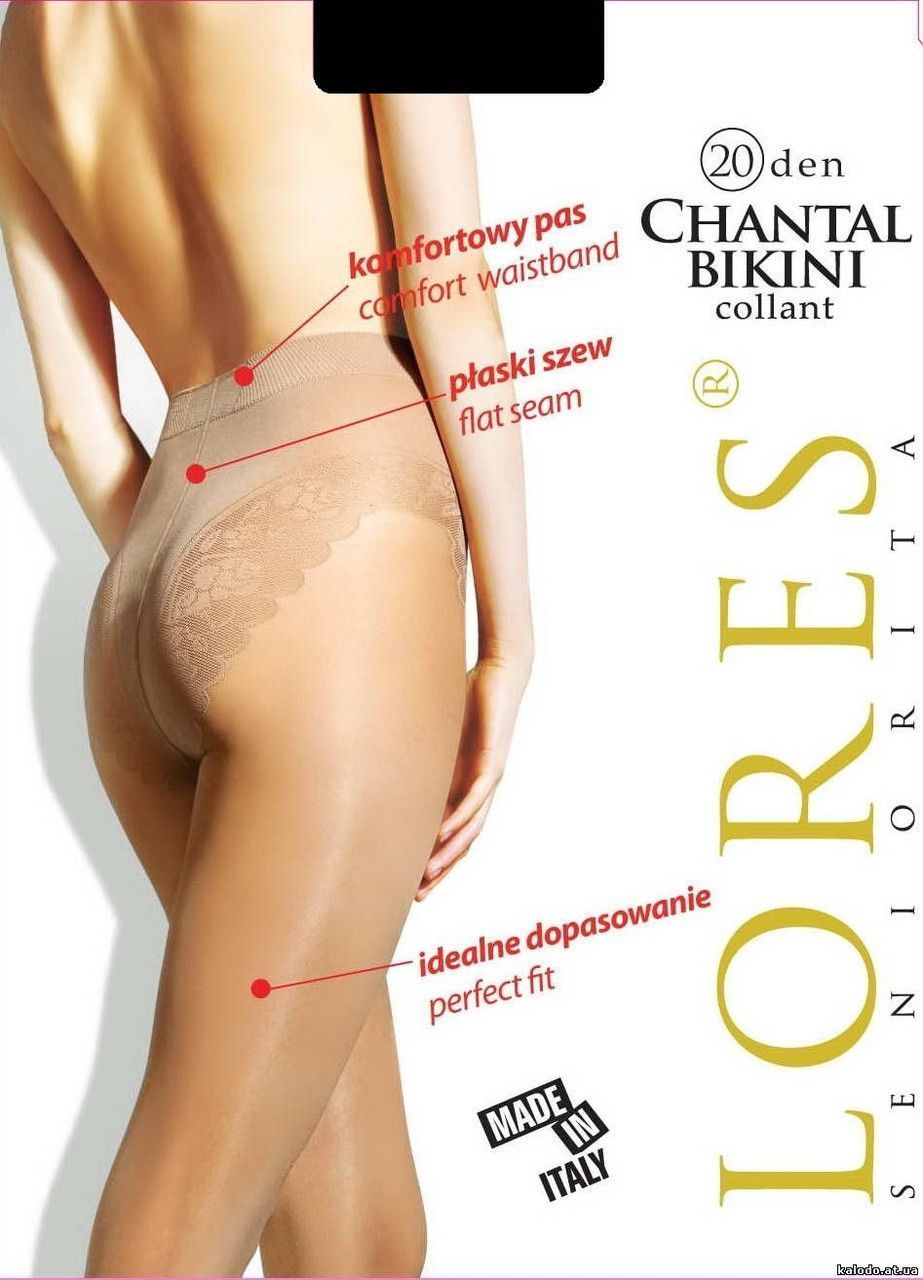 Женские колготки с кружевными трусиками 20 den Lores Chantal Bikini черные 3