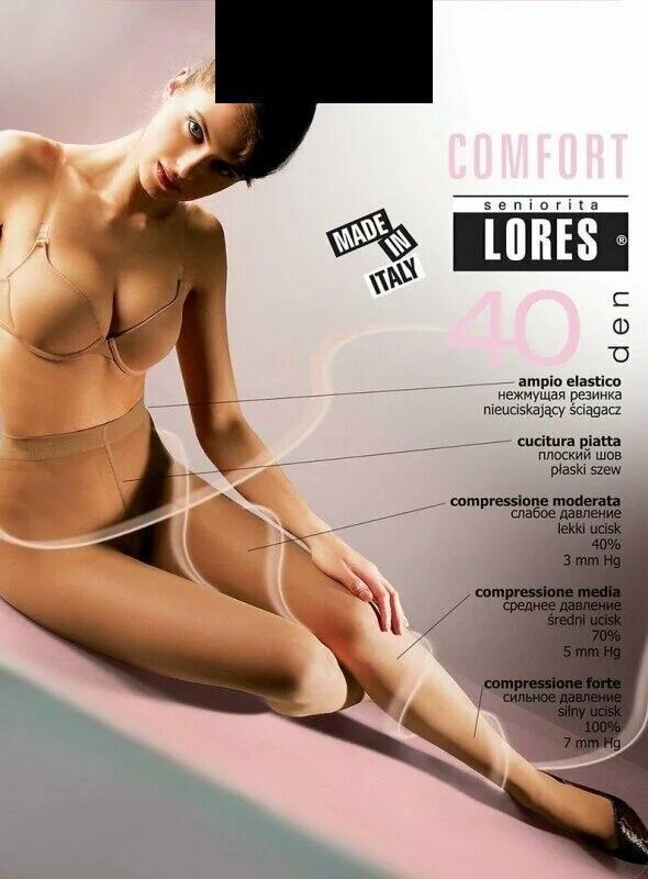 Колготки матовые с распределённым давлением 40 den Lores Comfort черные 2