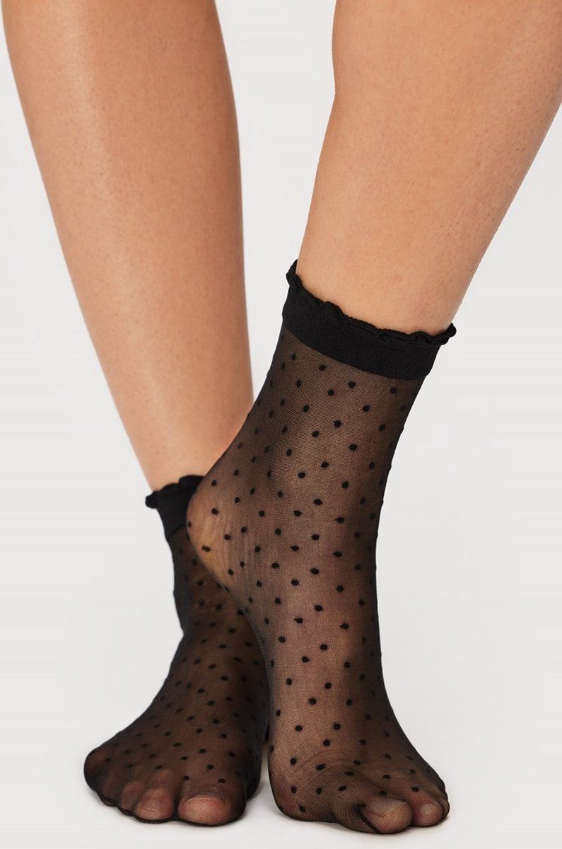 Шкарпетки жіночі капронові в горошок чорні Gabriella Puntina 20den