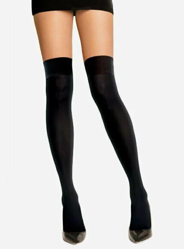 Высокие гольфы заколенки 100 den из мягкой микрофибры Lores Sorrento черные 1/2