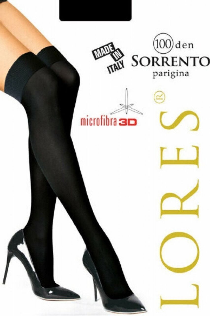 Высокие гольфы заколенки 100 den из мягкой микрофибры Lores Sorrento черные 1/2