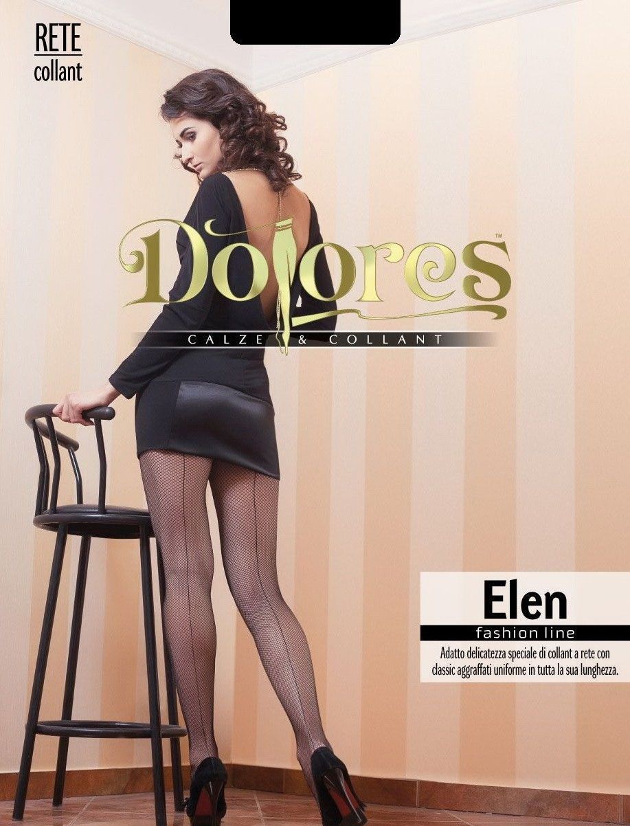 Колготки дрібна сітка зі швом Dolores Elen Rete чорні 1/2